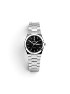 reloj classic 930 cara negra pulsera de acero