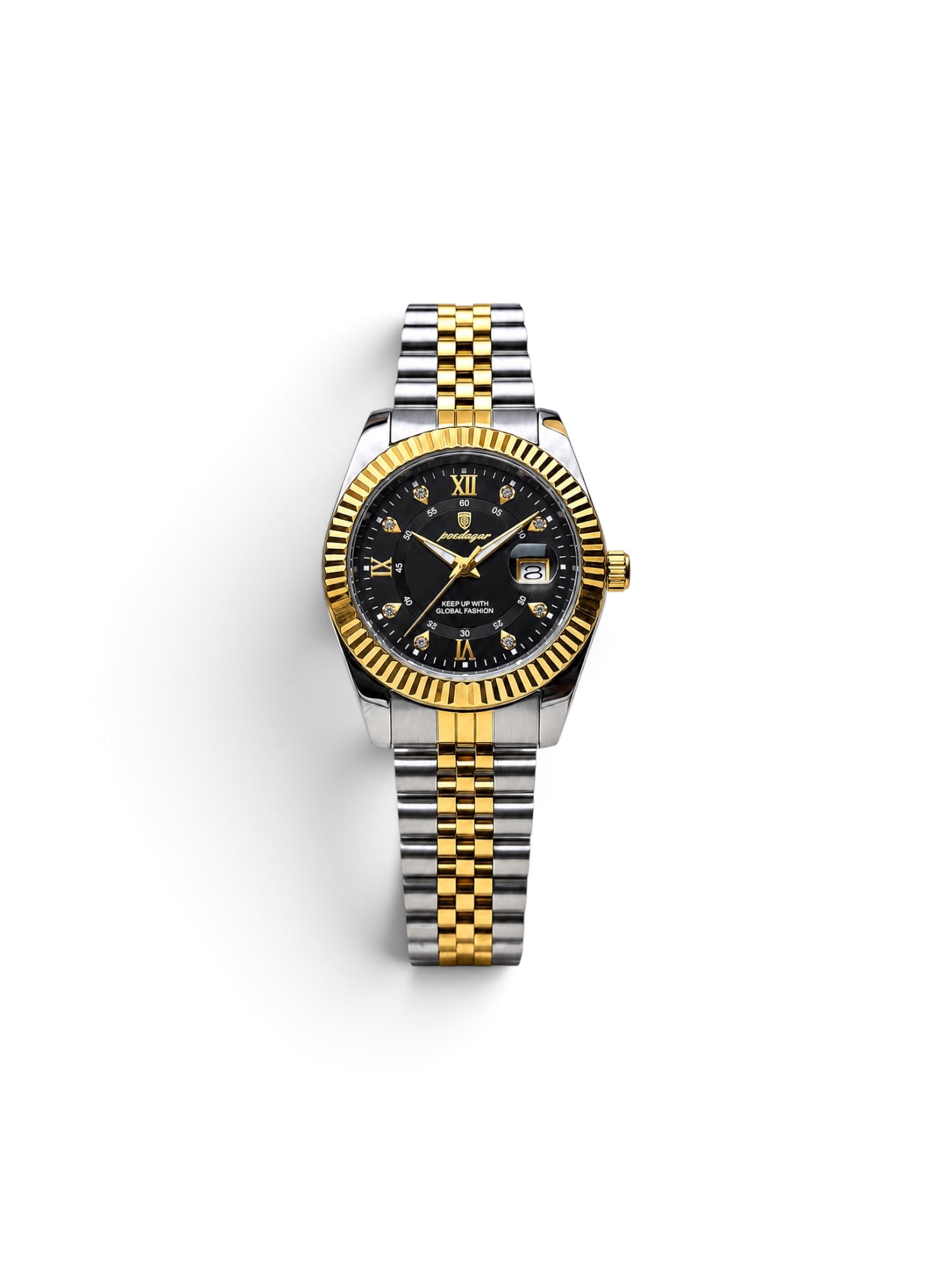 reloj jubilee 910 cara negra bisel dorado