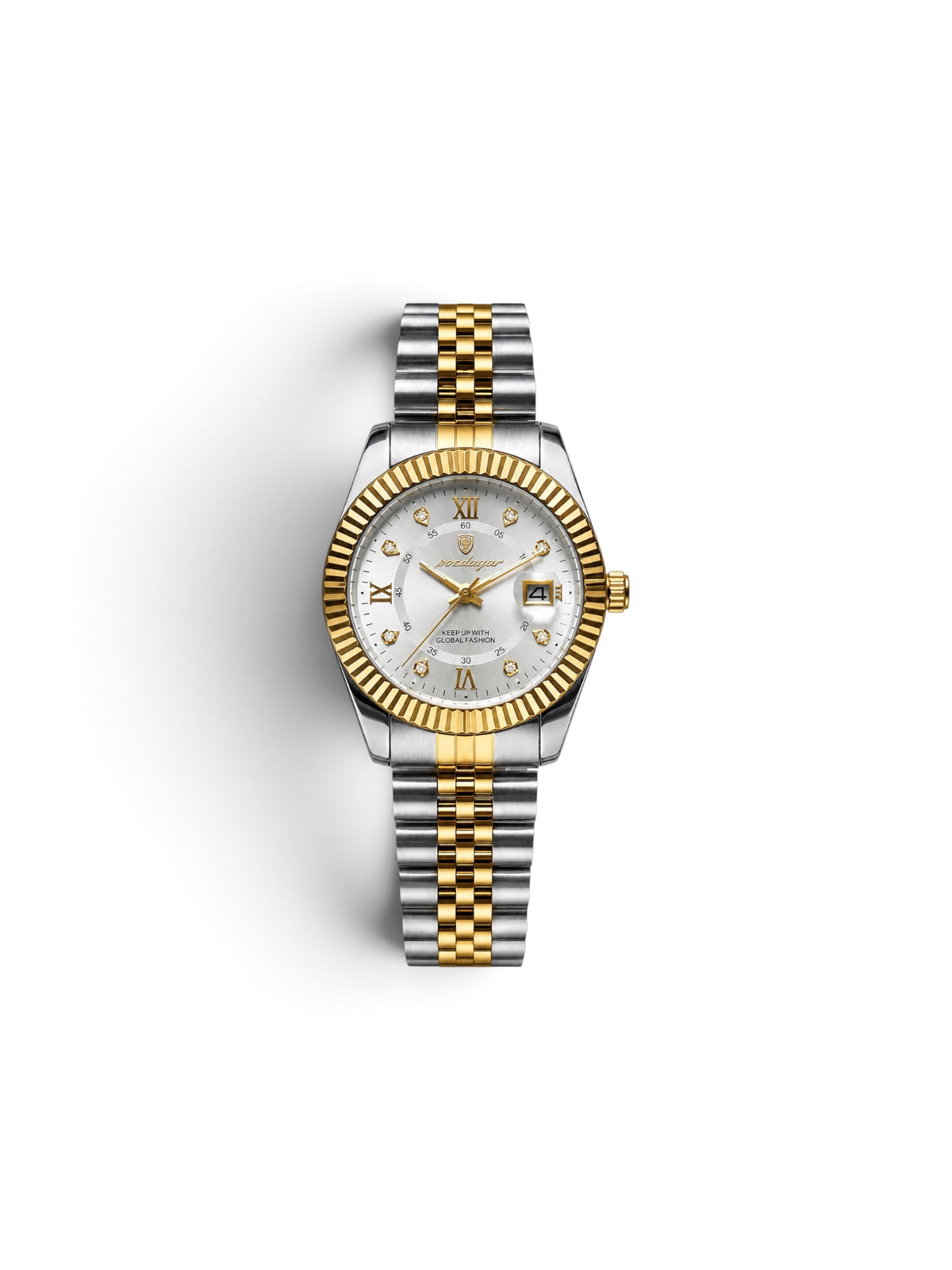 reloj jubilee 910 cara blanca bisel dorado